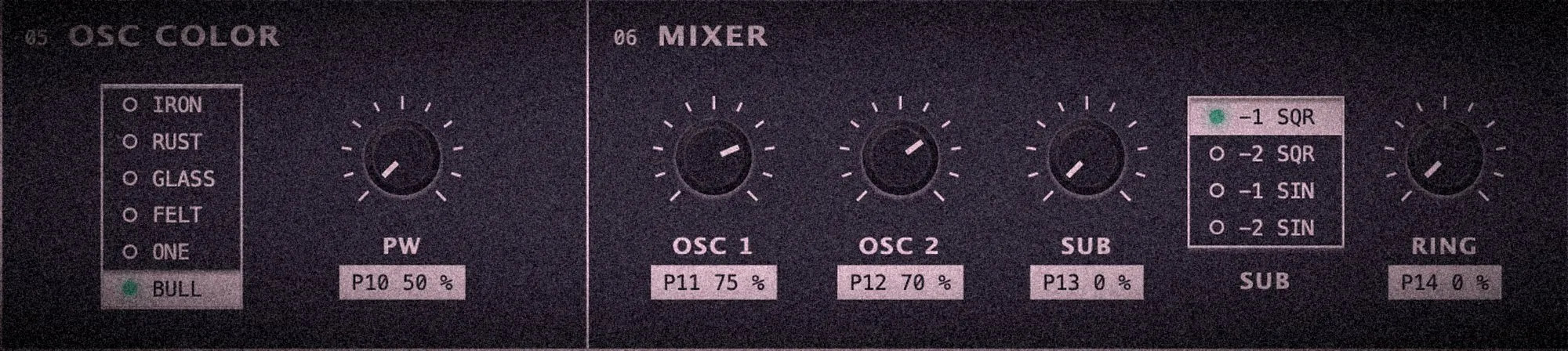 OSC COLOR selector and mixer