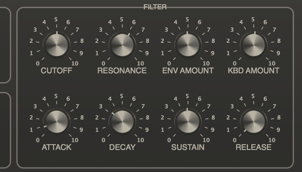 The-One CEM 3320 OTA filter section - 24dB/oct low-pass with resonance and ADSR envelope